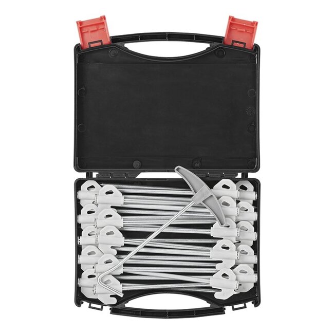 ProPlus Rotspennen met kunststof haak - 20 cm - set van 20 - inclusief koffer en haringtrekker