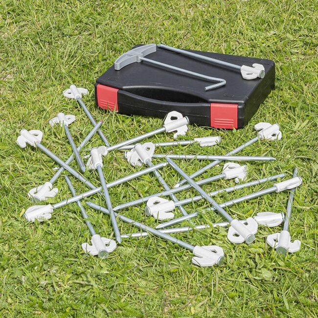 ProPlus Rotspennen met kunststof haak - 20 cm - set van 20 - inclusief koffer en haringtrekker