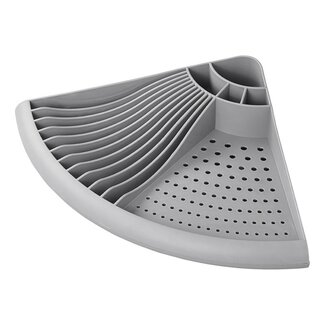 ProPlus Ruimtebesparend hoekafdruiprek - donkergrijs - 50 x 34 x 9 cm - 4 bestekvakken - 11 borden