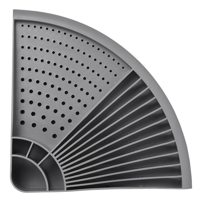 ProPlus Ruimtebesparend hoekafdruiprek - donkergrijs - 50 x 34 x 9 cm - 4 bestekvakken - 11 borden