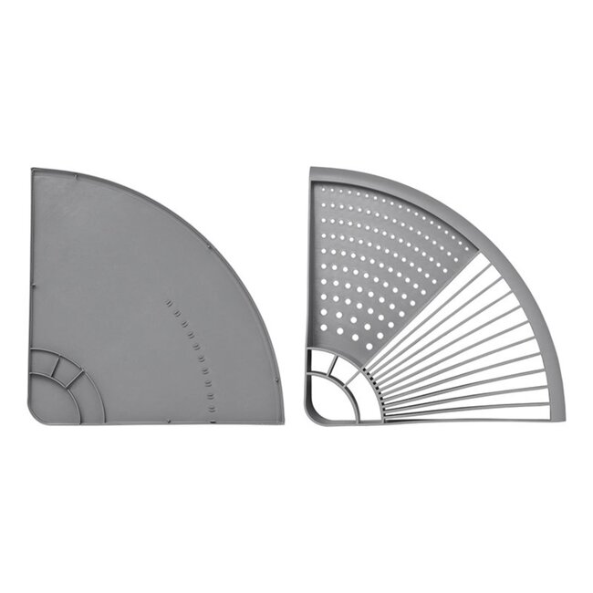 ProPlus Ruimtebesparend hoekafdruiprek - donkergrijs - 50 x 34 x 9 cm - 4 bestekvakken - 11 borden