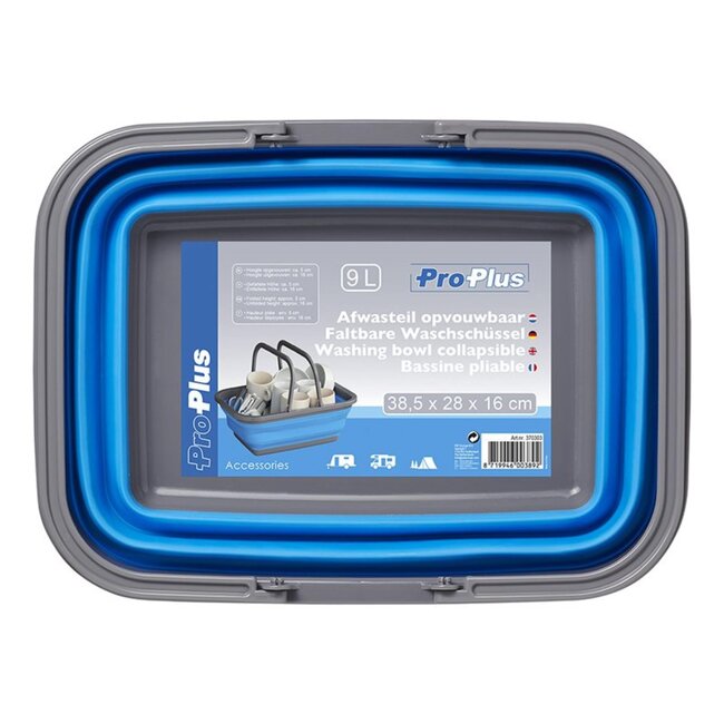 ProPlus Opvouwbare afwasteil - 9 liter - ruimtebesparend - blauw/grijs