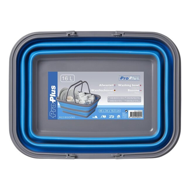 ProPlus Opvouwbare afwasteil - 16 liter - ruimtebesparend - siliconen - blauw/grijs