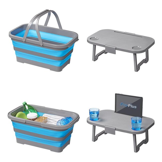 ProPlus Multifunctionele opvouwbare picknickmand - Tafelfunctie - 20 liter - Blauw/Grijs