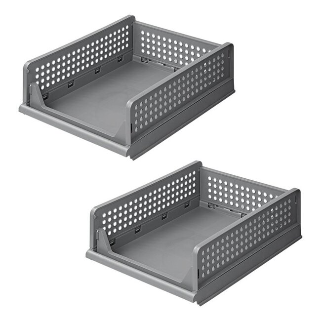 ProPlus Ruimtebesparende 2-laags keukenorganizer - stapelbaar en multifunctioneel - lichtgrijs