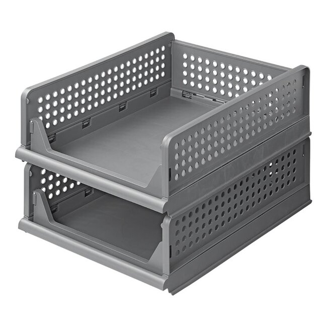 ProPlus Ruimtebesparende 2-laags keukenorganizer - stapelbaar en multifunctioneel - lichtgrijs