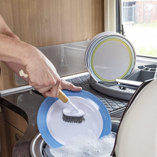 ProPlus Siliconen afwasborstel - Krasvrij - Bamboe handvat - 23 cm - Hygiënisch