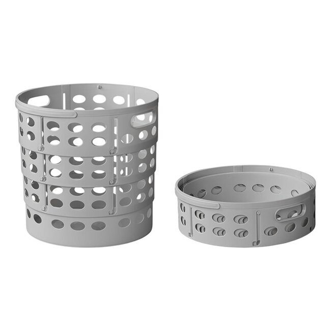 ProPlus Opvouwbare wasmand - ruimtebesparend - lichtgrijs - Ø 35 cm - H 34 cm