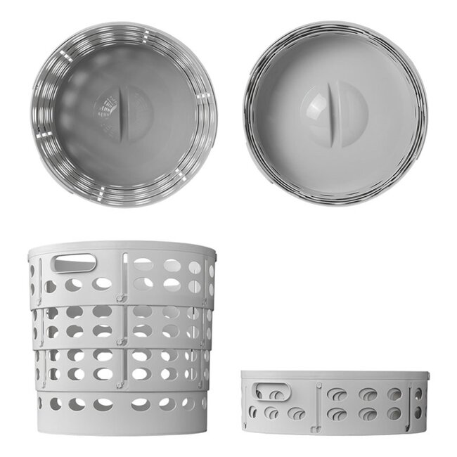 ProPlus Opvouwbare wasmand - ruimtebesparend - lichtgrijs - Ø 35 cm - H 34 cm