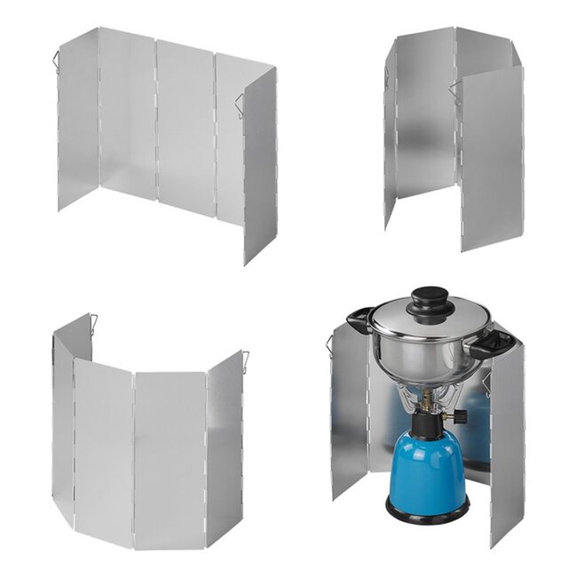 ProPlus Windvrij kookscherm - 5-delig - Inklapbaar - Aluminium - 49x26 cm