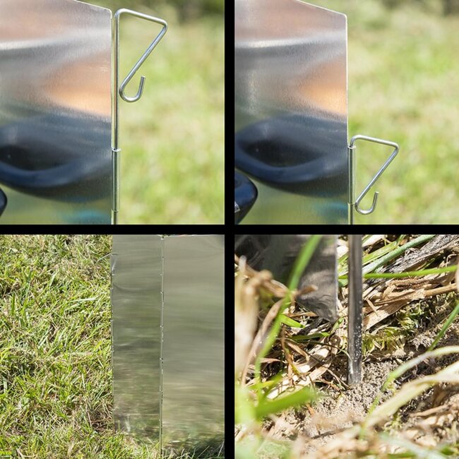 ProPlus 5-delig kookwindscherm - aluminium - inklapbaar - 49x36 cm - compact en stevig