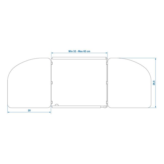 ProPlus Uitschuifbaar kookwindscherm - 3-delig - verstelbaar - met draagtas - 32-62x28,5 cm