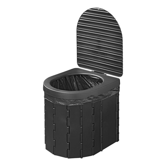 ProPlus Opvouwbaar campingtoilet - met deksel - multifunctioneel - zwart - 34,5 x 29 x 31,5 cm