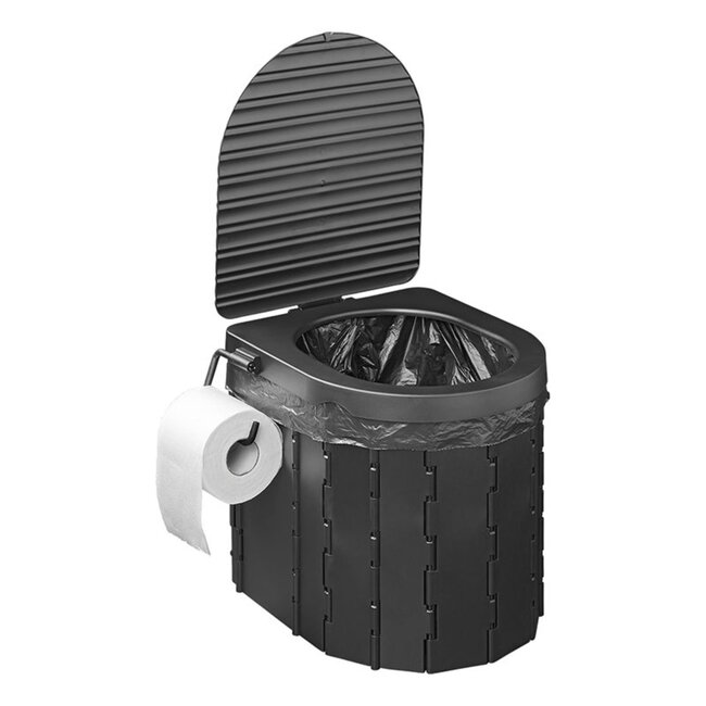 ProPlus Opvouwbaar campingtoilet - met deksel - multifunctioneel - zwart - 34,5 x 29 x 31,5 cm