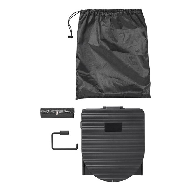 ProPlus Opvouwbaar campingtoilet - met deksel - multifunctioneel - zwart - 34,5 x 29 x 31,5 cm