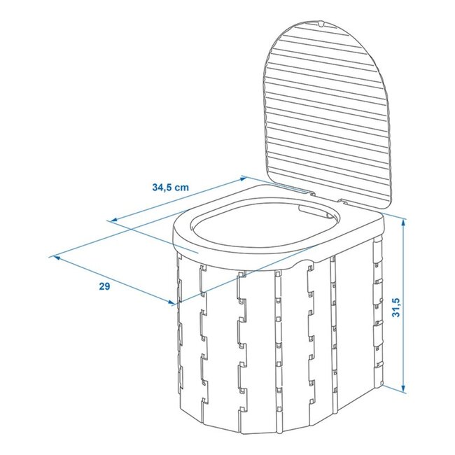 ProPlus Opvouwbaar campingtoilet - met deksel - multifunctioneel - zwart - 34,5 x 29 x 31,5 cm
