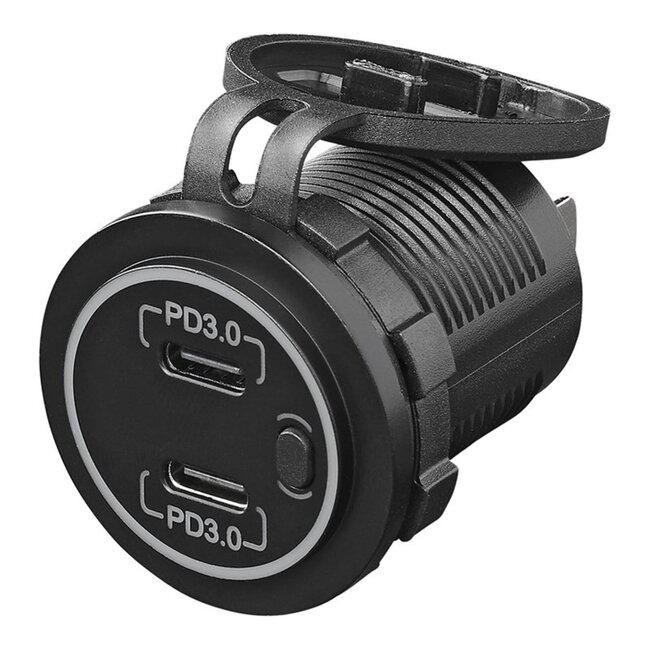 ProPlus Inbouw USB Type C Snellader - 2-weg - 12/24V - 3A - Voor Auto's