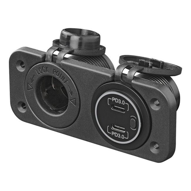 ProPlus Inbouw kit: 12V stekkerdoos + 2x USB snellader Type C - snel en efficiënt opladen