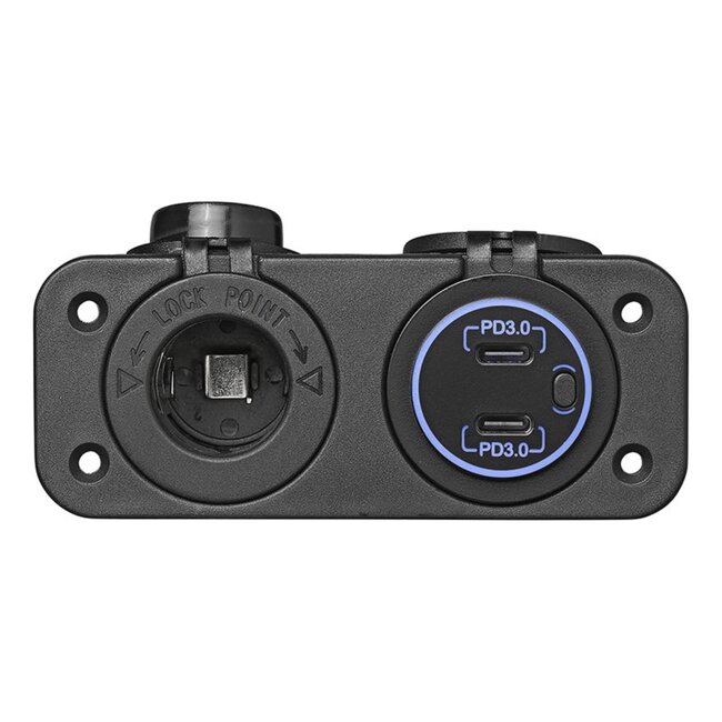 ProPlus Inbouw kit: 12V stekkerdoos + 2x USB snellader Type C - snel en efficiënt opladen