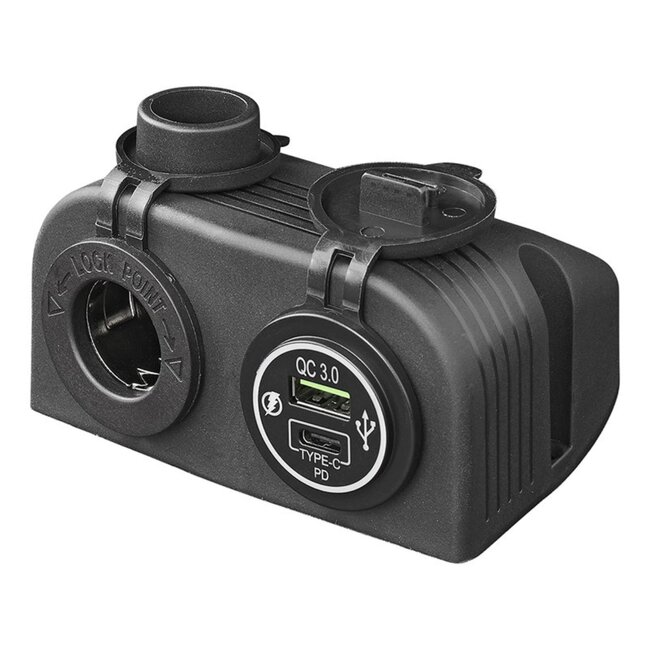 ProPlus Opbouw kit - 12V stekkerdoos + USB snellader - Type A + C - Inclusief schroeven en connectors