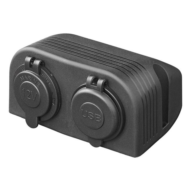 ProPlus Opbouw kit - 12V stekkerdoos + USB snellader - Type A + C - Inclusief schroeven en connectors