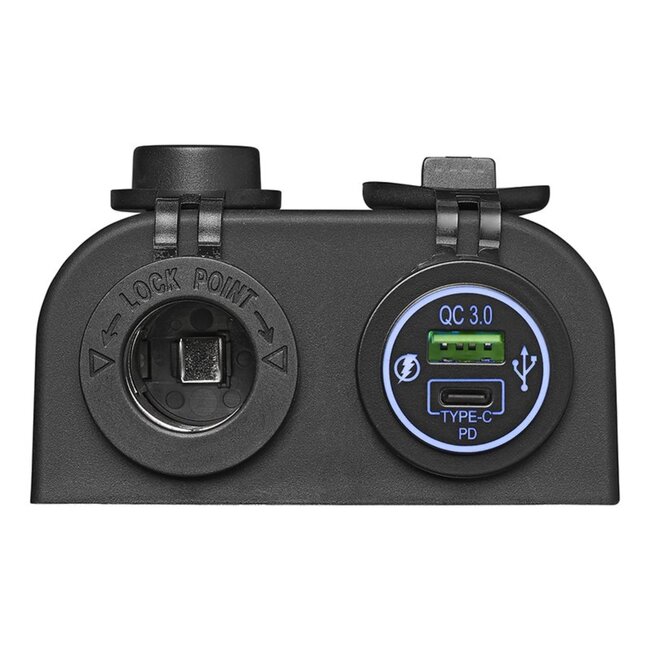 ProPlus Opbouw kit - 12V stekkerdoos + USB snellader - Type A + C - Inclusief schroeven en connectors