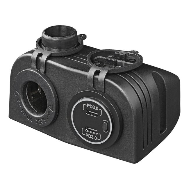 ProPlus Opbouw kit - 12V stekkerdoos + 2x USB snellader - Type C - Auto - 3A