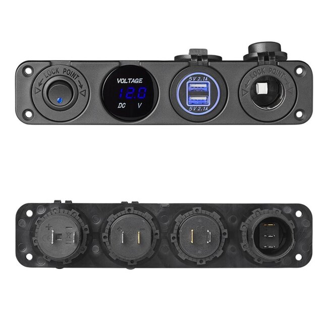ProPlus Alles-in-één inbouw kit - voltmeter, USB-poorten en DIN - 4200mA - robuust ontwerp