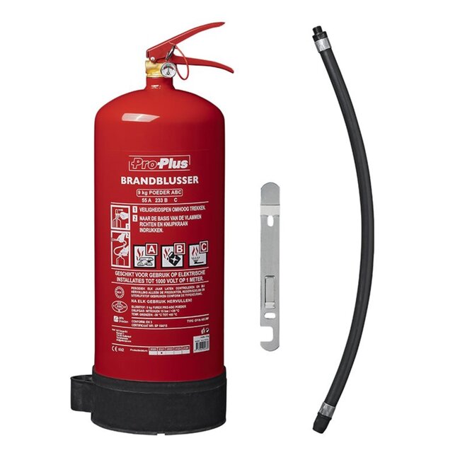 ProPlus 9kg ABC Poederbrandblusser - met manometer - vorstbestendig tot -20°C - geschikt voor elektrische installaties
