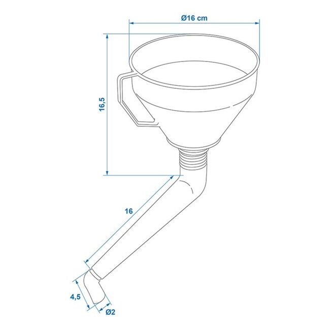 ProPlus Trechter met filter en elleboogtuit - 16 cm - Voor moeilijk bereikbare plaatsen