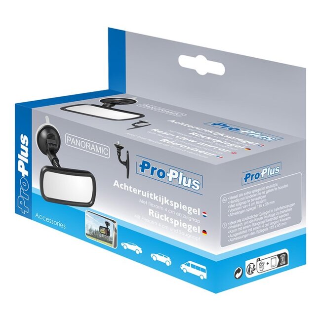 ProPlus Panorama achteruitkijkspiegel - flexarm 4 cm - breed zicht - eenvoudige montage