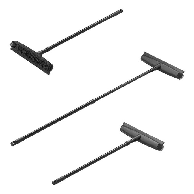 ProPlus Rubberen bezem - telescopische steel - 68-120 cm - multifunctioneel - lichtgewicht