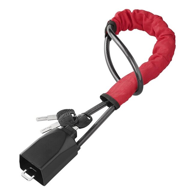 ProPlus Stuurslot met Gordelbevestiging - Gehard Staal - Inclusief 3 Sleutels - Rode Beschermhoes