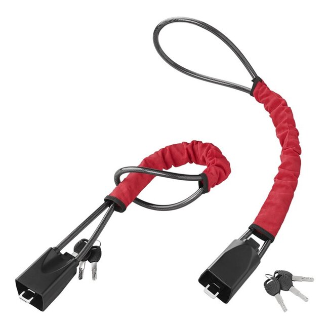 ProPlus Stuurslot met Gordelbevestiging - Gehard Staal - Inclusief 3 Sleutels - Rode Beschermhoes