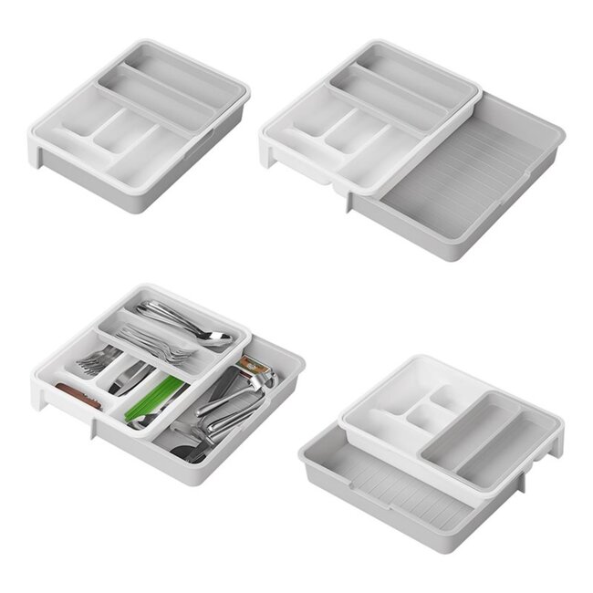 ProPlus Verstelbare bestekbak - wit/grijs - 23,5 tot 40 cm - 6/7 vakken