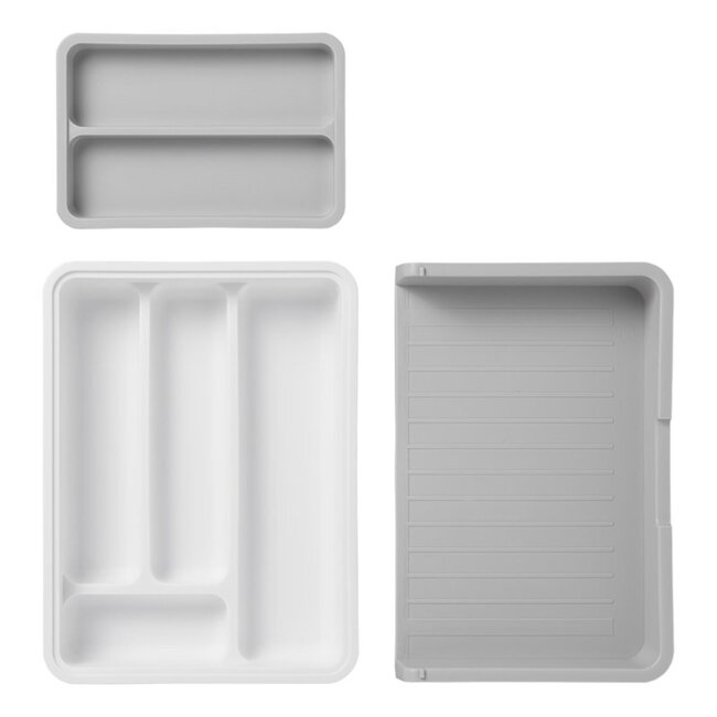 ProPlus Verstelbare bestekbak - wit/grijs - 23,5 tot 40 cm - 6/7 vakken