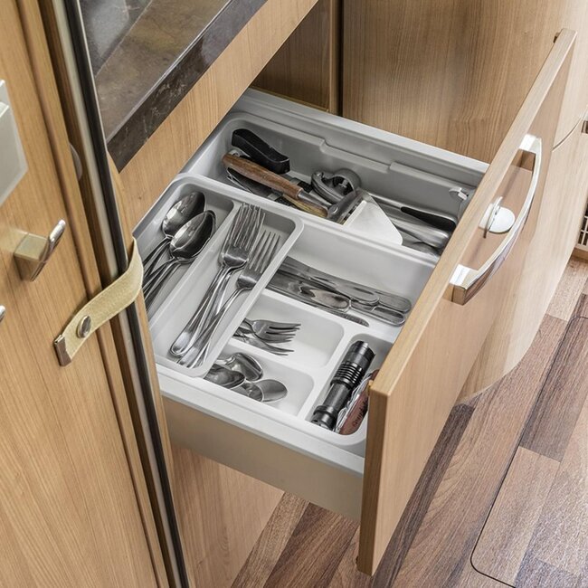 ProPlus Verstelbare bestekbak - wit/grijs - 23,5 tot 40 cm - 6/7 vakken