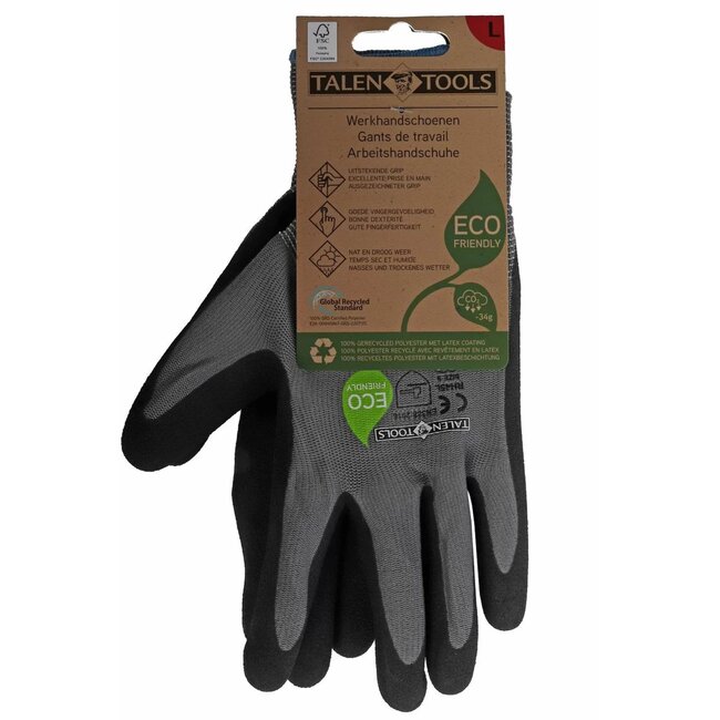Talen Tools Werkhandschoenen – Gerecycled Polyester – Latexcoating – Maat L