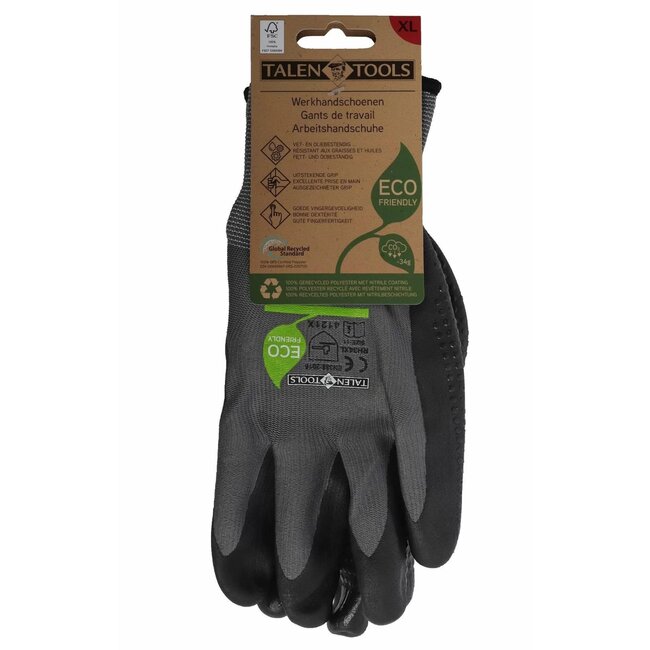 Talen Tools Werkhandschoenen – Gerecycled Polyester – Nitrilcoating – Maat XL