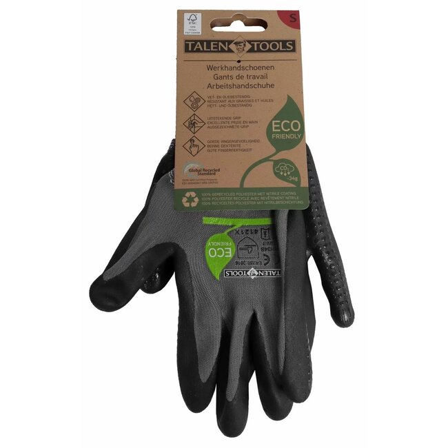 Talen Tools Werkhandschoenen – Gerecycled Polyester – Nitrilcoating – Maat S