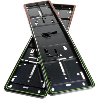 Alti Giri kentekenplaathouders - ABS-kunststof - krasvast kliksysteem - 52 x 11 cm - Italiaanse vlagkleuren - 2 stuks - voor auto