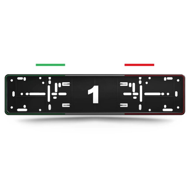 Alti Giri kentekenplaathouders - ABS-kunststof - krasvast kliksysteem - 52 x 11 cm - Italiaanse vlagkleuren - 2 stuks - voor auto
