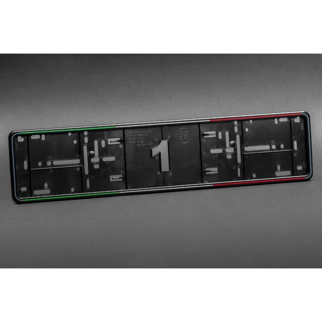Alti Giri kentekenplaathouders - ABS-kunststof - krasvast kliksysteem - 52 x 11 cm - Italiaanse vlagkleuren - 2 stuks - voor auto