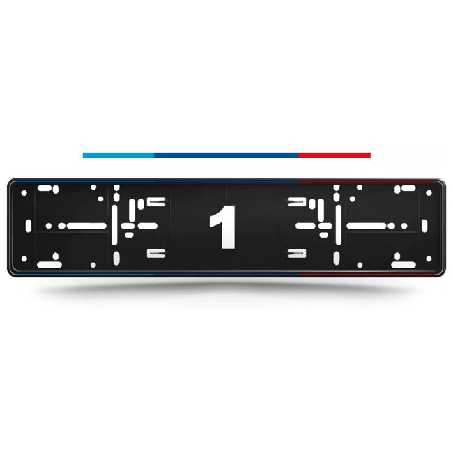 Alti Giri kentekenplaathouders - ABS plastic - motorsportstijl met kliksysteem - 52x11 cm - lichtblauw/blauw/rood - 2 stuks - auto