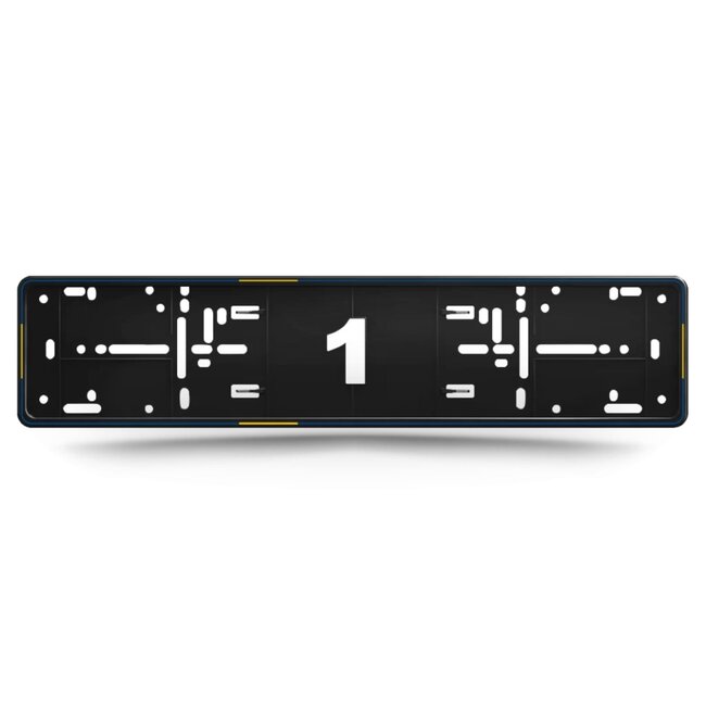 Alti Giri kentekenplaathouders - ABS - kliksysteem met 14 nokjes - 52 x 11 cm - Zweedse vlagkleuren - set van 2 - auto