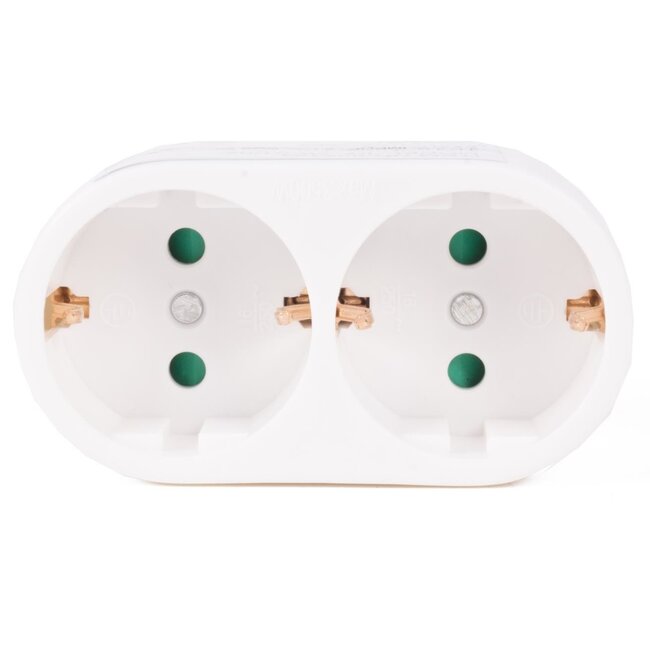 Benson Verloopstekker - 2 x randaarde - verticaal - wit - 16A - 240V