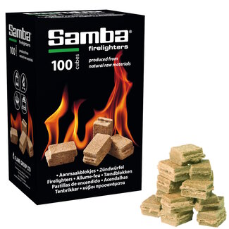 Samba Bruine Aanmaakblokjes - 100 Stuks voor BBQ & Openhaard