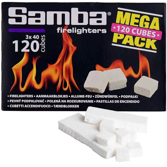 Samba Witte Kerosine Aanmaakblokjes - 120 Stuks voor BBQ/Vuur