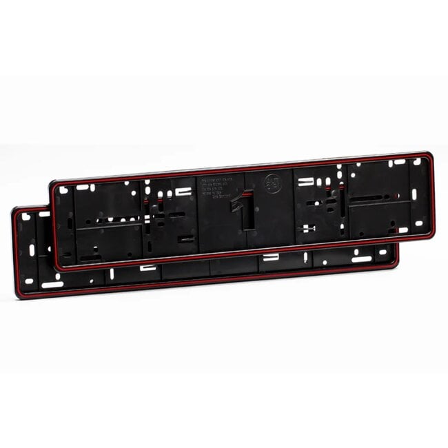 Alti Giri Kentekenplaathouders - ABS - krasvrij kliksysteem met 14 nokjes - 52 x 11 cm - rood - 2 stuks - voor auto