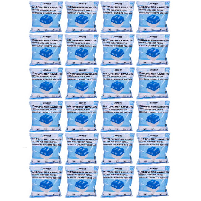 Benson Vochtopnemer navulling - 400 gram - 24 stuks - Beschermt tegen schimmel en geurtjes